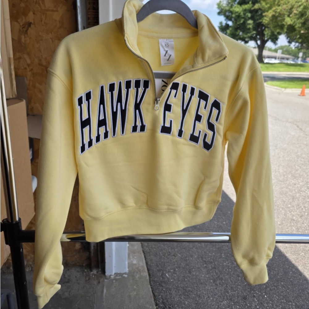 Hawkeyes Women's Cropped Yellow Sweater